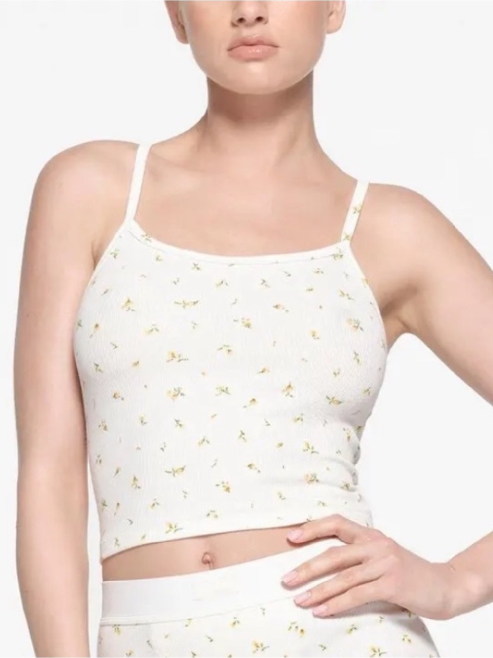 SKIMS COTTON RIB Cropped Cami Limited Edition Marigold Rosebud Print S